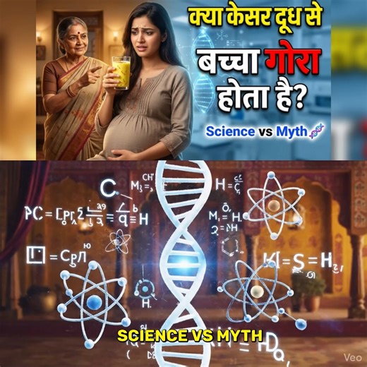"Beta, Kesar wala doodh piyo, bachcha gora chitta paida hoga!" Kya aapko bhi ye advice mili hai? Aaj hum science ke zariye janenge ki kya sach mein 2 dhaage Kesar aapke baby ka DNA badal sakte hain? Ya ye bas ek myth hai? Saath hi hum baat karenge Kesar peene ke Sahi Time aur Quantity ke baare mein, kyunki galat time par Kesar lena Pregnancy mein nuksaan-dayak ho sakta hai. Video Chapters: 0:00 - Intro: Kesar aur Gore Rang ka Myth 1:25 - Science Kya Kehta Hai? (Melanin & Genes explained) 3:10 - 