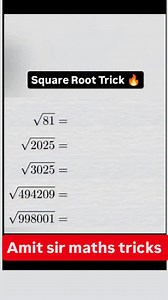 140K views · 57K reactions | Square root tricks.... #squaretricks #squareroottricks #quant #maths #mathskills #brainteaser #aptitude #mathsmemes #explore #explorepage #exploremore #fyp #foryoupage #tableof13 #mathsmagic #mathsreels #new #newsong #newyork #trending #trendy #trendingreels #trendingsongs #study #studygram #tricks @mathswalaamitsir | mathswalaamitsir | Facebook