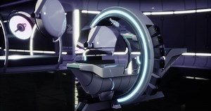 Futuristic laboratory with advanced technology and sleek design elements