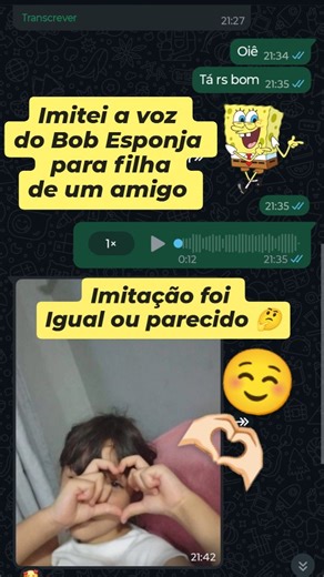 Felipe Silva on Instagram: "🧽💛 Imitei a voz do Bob Esponja pra filha do meu amigo… e a reação dela foi a coisa mais fofa do dia! 😍😂 Esses momentos simples valem demais 💙 👉 Curte o vídeo se você sorriu 👉 Comenta o que achou da imitação 👉 Compartilha com quem ama Bob Esponja 👉 Segue o perfil pra mais imitações e momentos assim #bobesponja #imitacao #imitacaobobesponja #humorbr #videofofo"