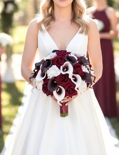 Burgundy Calla Lily and Burgundy Rose Bridal Flower Package - Etsy
