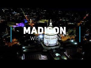 Madison by night, Capital city of Wisconsin | 4K drone footage