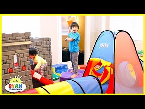 Ryan Pretend Play with Ultimate Kids Indoor Obstacle Course!!! - Videos For Kids