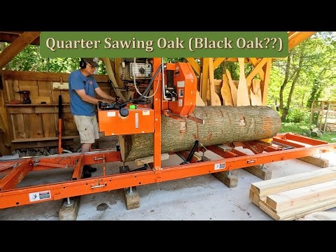 Quarter Sawing Almost Too Big Oak on the Wood-Mizer LT15 #adirondacks #woodmizer