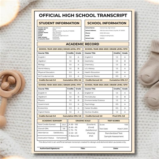 Editable High School Transcript Template, Homeschool Academic Record, College App Form, Student Report Card, Graduation Diploma Supplement - Etsy
