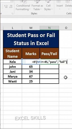 How to Use FAIL / PASS Formula in Excel #exceltips