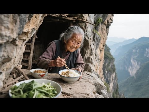 The Old Lady Lives On A Steep Cliff. She Is In Good Health And Can Eat 2 Bowls Of Rice In One Meal.