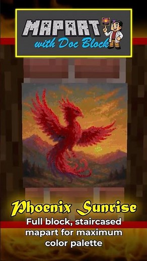 Phoenix Sunrise - Staircased Minecraft Mapart Build #minecraft #mapart #minecraftshorts