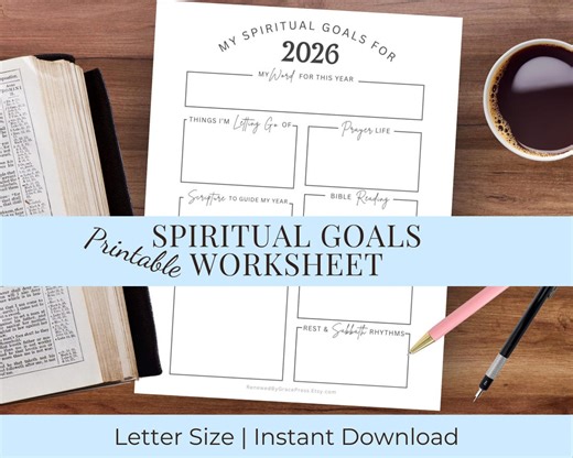 Spiritual Goals 2026 Worksheet Printable | Christian New Year Resolutions | Faith Planner | Scripture Journal Page - Etsy