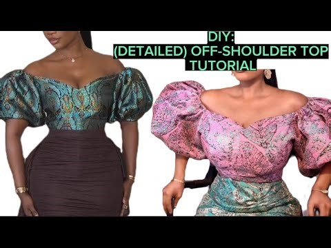 DIY:How to Cut and Sew an Off-shoulder Top with Princess Dart Bustier and Puff sleeves#diy #sewing