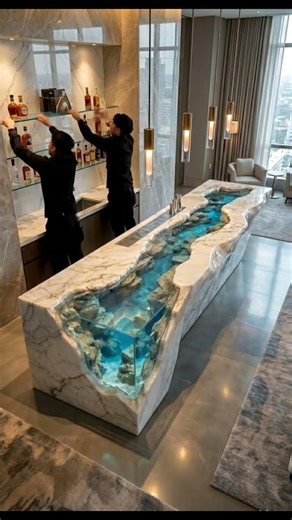 Marble + Resin = The Most Luxurious Bar Counter #creative #stunning #satisfying
