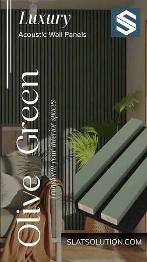 Olive Green Acoustic Slat Wood Wall Panels