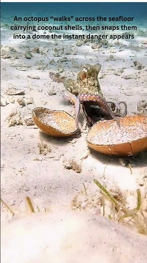 Octopus Carries Coconut Shells to Build a Portable Shelter Tool Use Underwater