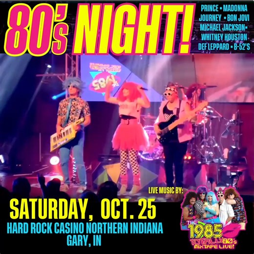 🎸 Flashback to the Future 🎶 Get ready to rewind time with @the1985band - the ultimate '80s tribute band bringing the biggest hits, wildest vibes, and neon nostalgia to Hard Rock Cafe! 📅 Saturday, October 25 | 9PM 📍 Hard Rock Cafe Northern Indiana Dress up, sing loud, and party like it’s 1985! 💃🕺 #The1985 #HardRockCafe #80sNight #LiveMusic #HRCNI | Hard Rock Casino Northern Indiana