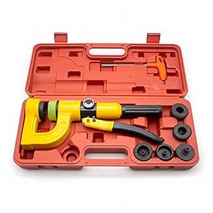 Portable Manual Hole Opener Puncher with 6 Dies, Sink Tray Stainless Steel Water Basin Hydraulic Punching Machine