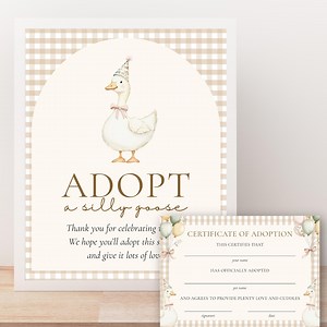 Adopt a Goose Sign & Certificate: One Silly Goose Party Favor (digital Download) - Etsy