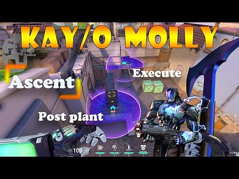 Valorant Top 15 Kayo Post Plant and Execute Molly Lineups for Ascent | Kay/o lineups | Kayo guide |
