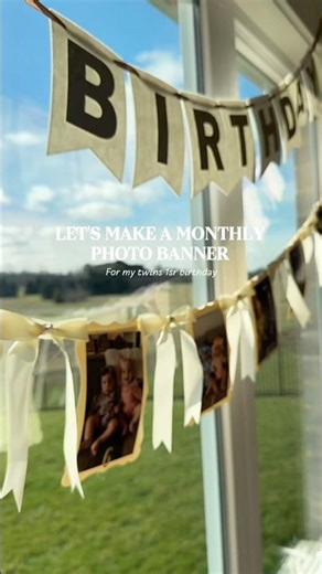DIY Monthly photo banner for my girls birthday! #firstbirthday #diybirthdaydecor #1stbirthday