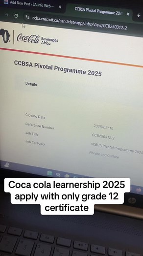 Coca-Cola Learnership 2025: Apply with Grade 12