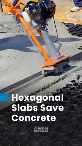 In the US, where concrete is expensive, this kind of hexagonal design for concrete construction saves on the amount of concrete needed. 🎥: rombusindustries / IG | Interesting Engineering
