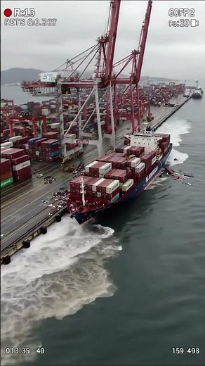 Massive Container Ship CRASHES Into Port Dock! 😱 #fail
