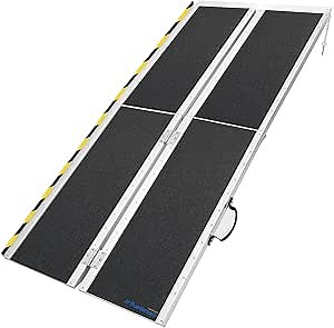 Ruedamann 6FT Portable Wheelchair Ramp, Non-Slip Aluminum Handicap Ramp for Home Entry, Folding Threshold Ramps for Doorways, Stairs, Scooters, 600 LBS Capacity with Handle
