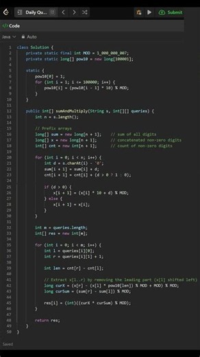 3756 Concatenate Non-Zero Digits and Multiply by Sum II