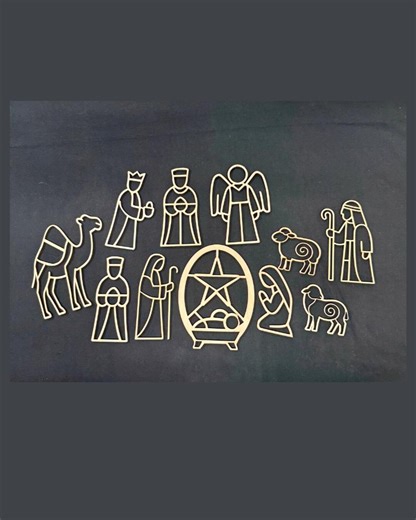 Wooden Nativity Set Laser Cut | Christmas Nativity Scene Faux Stained Glass Outline | Barn Quilt or Open Frame Sun Catcher | DIY Resin Art - Etsy