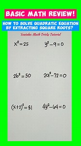 Fast Math Tricks: How to solve Quadratic Equation by extracting square roots? 😲 | Math Tricks Tutorial