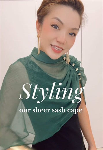 This sheer sash cape has gotten so many eyeballs and compliments. Now available in emerald green (with gold buttons or pale green jade buttons) , message me below if you would like to order this limited edition cape. $268. #glamour #cape #paopao #cheongsam #qipao