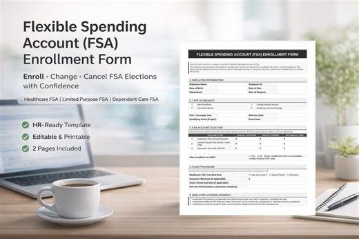 FSA Enrollment Form Template | Flexible Spending Account Election Form - Etsy Australia