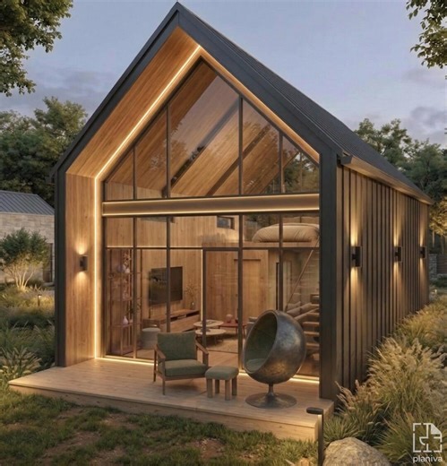 Modern Cabin Plans, 18'x28' 570 Sqft Tiny House Plans (PDF Download) - Etsy