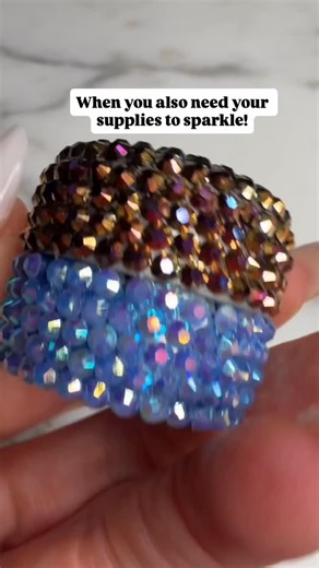 Kate Freeman on Instagram: "Thank you to my love @lydia_freeman11 for making my work space sparkle. ✨✨✨ I use Thread Magic to condition my silk before I start knotting! It is silicone based and helps your beads slide on and keeps your silk from fraying as you knot! ps: she takes commissions. #bedazzled #bedazzleeverything #silkknotting #silkknottingtools"