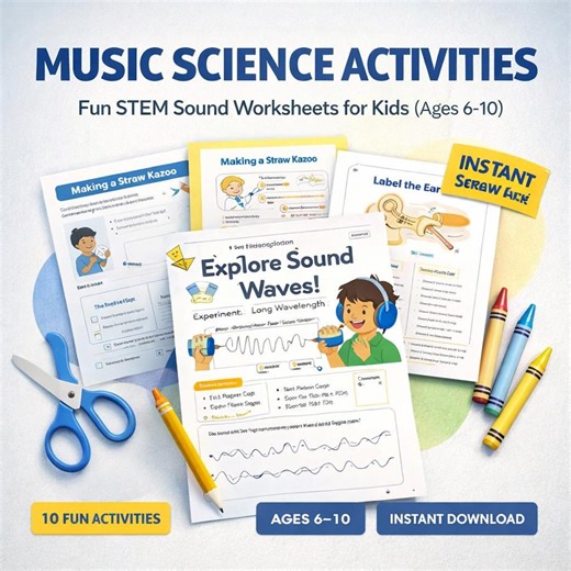 Music Science Activities for Kids – STEM Sound Worksheets (ages 6-10) | Digital Download - Etsy