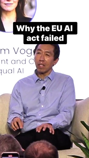 Is EU losing the AI race? Andrew Ng explains why you can't lead the AI revolution by trying to slow it down. A sharp critique of why heavy-handed regulation like the EU AI Act stifles the very innovation it aims to control. At AI Dev, we explore the real-world impact of AI policy, building, and deployment. We’ll continue these conversations at AI Dev 26 × San Francisco, April 28–29. Tickets available: https://hubs.la/Q04344C60 | DeepLearning.AI