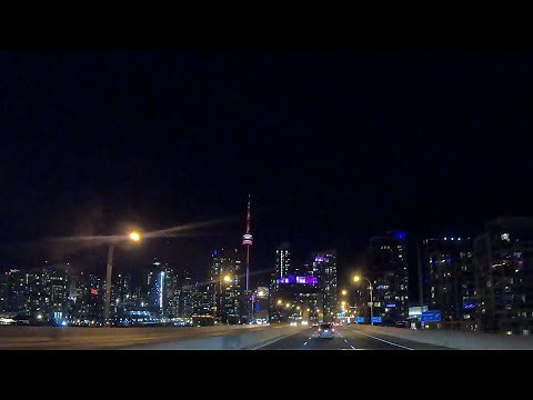 Toronto Downtown Night Drive 4K: Don Valley Parkway, Gardiner Expressway, Etobicoke, Yonge street
