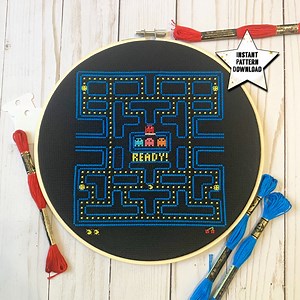 Pacman Cross Stitch Pattern: Easy Modern Embroidery (digital Download) - Etsy