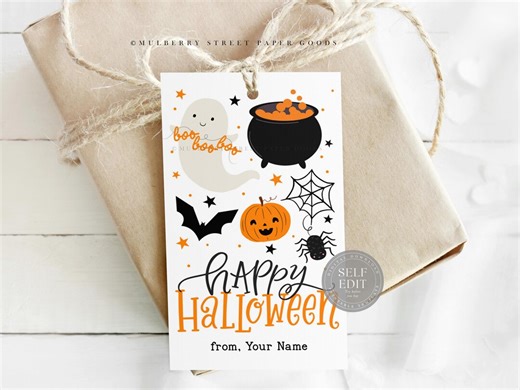 Happy Halloween Gift Tag Printable Digital Download Not-so-spooky Halloween Party Favor Tag Canva Template Kids Classroom Treat Tag Corjl - Etsy