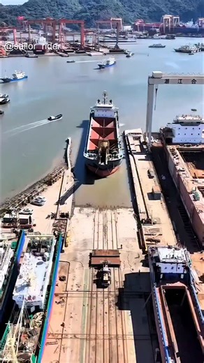 6K views · 3.8K reactions | A cargo barge being hauled out of the sea for maintenance. Using a slipway system, the vessel is pulled by winches and guided by bulldozers — a precise and powerful process that takes her safely from sea to shore. Every movement here reflects the strength of engineering and the skill of shipyard workers. ⚙️⚓ #shipyard #barge #engineering #maritimelife #shiprepair #vesselmaintenance #sailorrider #merchantnavy #lifeatsea | Sailor Rider | Facebook