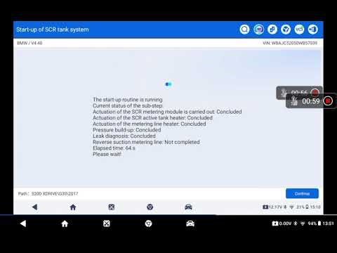 Beta Testing of Topdon One SCR Tank Start Up BMW