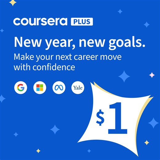 63 reactions | Get the skills to grow your career and save big on Coursera Plus. Just $1 unlocks unlimited access to 7,000+ learning programs from leading companies and universities like Google, Microsoft, and Yale. | Coursera | Facebook
