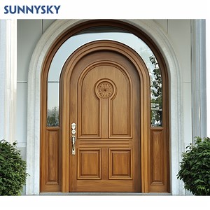 [Hot Item] Sunnysky House Villa Front Entry Wooden Design Exterior Solid Wood Double Doors