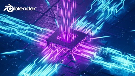 Blender 几何节点制作科幻的电脑芯片数据传输动画 （中英文字幕）