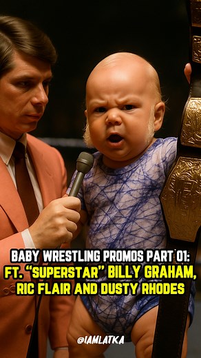 Some of our favorite wrestlers testing their skills on the mic when they were 9-month-old babies. Who's your favorite? Ft. Ric Flair, Dusty Rhodes and "Superstar" Billy Graham #wwe #wrestling #nwa #wcw #aew #ricflair #dustyrhodes #billygraham #superstarbillygraham #natureboy #americandream #babyai #wwelegends | Leo