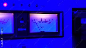 VU Meters of Vintage Audio Cassette Deck Player, Close Up