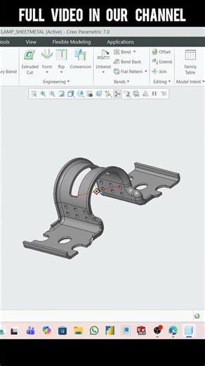 Clamp - sheetmetal in creo 💯 #shorts #animation #engineering
