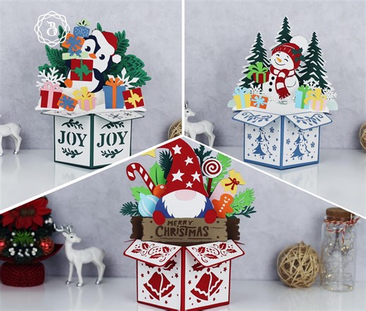Pack 3 Christmas 3D Gifts Box SVG Files, Pop-up Christmas Card Cricut (digital Download) - Etsy Australia