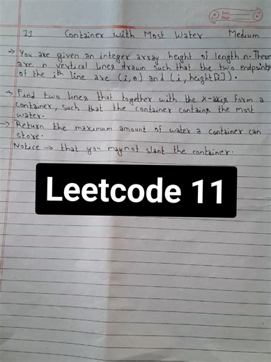 Leetcode 11 Q. Container With Most Water Difficulty: Medium Comparison similarly and differences with Leetcode 42 Trapping Rain Water #leetcode​​ #python​​ #pythonprogramming​​ #programming​​ #fyp​​