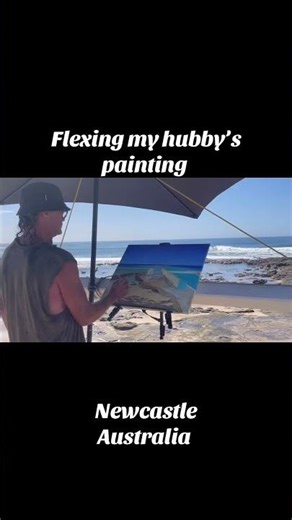 Flexing Steve’s painting of Newcastle bars Australia #beach #everyone #highlights #beachlife