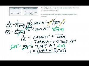 ALEKS - Using a second-order integrated rate law to find concentration change (Example 1)